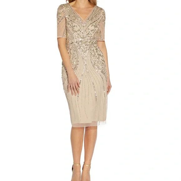 Adrianna Papell Gold Sequin Dress - Picture 2 of 3